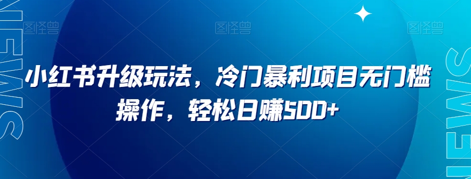 小红书升级玩法，冷门暴利项目无门槛操作，轻松日赚500+【揭秘】-辉硕副业