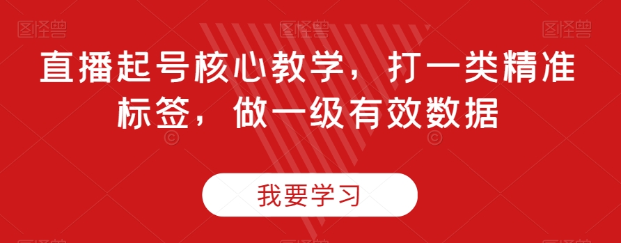 直播起号核心教学，打一类精准标签，做一级有效数据-辉硕副业