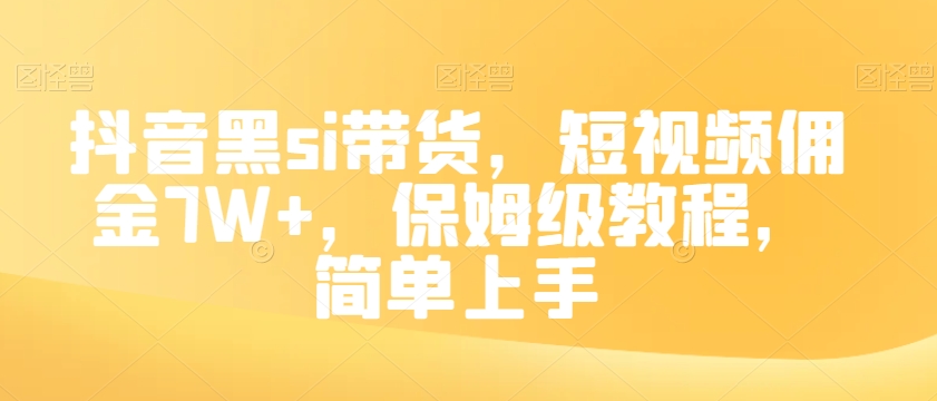 抖音黑si带货，短视频佣金7W+，保姆级教程，简单上手【揭秘】-辉硕副业