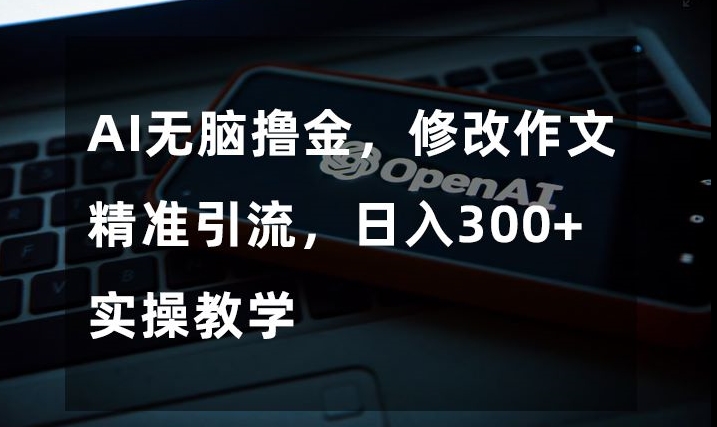 AI无脑撸金，修改作文精准引流，日入300+，实操教学【揭秘】-辉硕副业