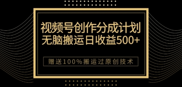 视频号分成计划与私域双重变现，纯搬运无技术，日入3~5位数【揭秘】-辉硕副业