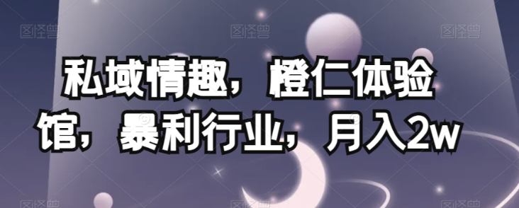 私域情趣，橙仁体验馆，暴利行业，月入2w【揭秘】-辉硕副业