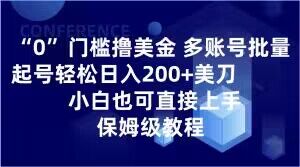0门槛撸美金，多账号批量起号轻松日入200+美刀，小白也可直接上手，保姆级教程【揭秘】-辉硕副业