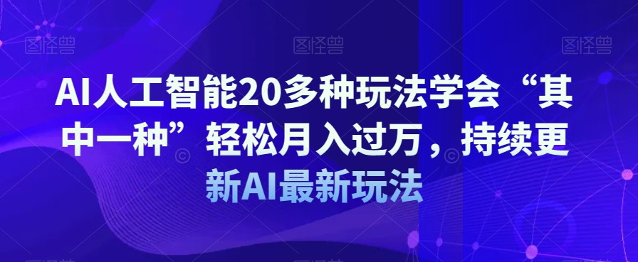 AI人工智能20多种玩法学会“其中一种”轻松月入过万，持续更新AI最新玩法-辉硕副业