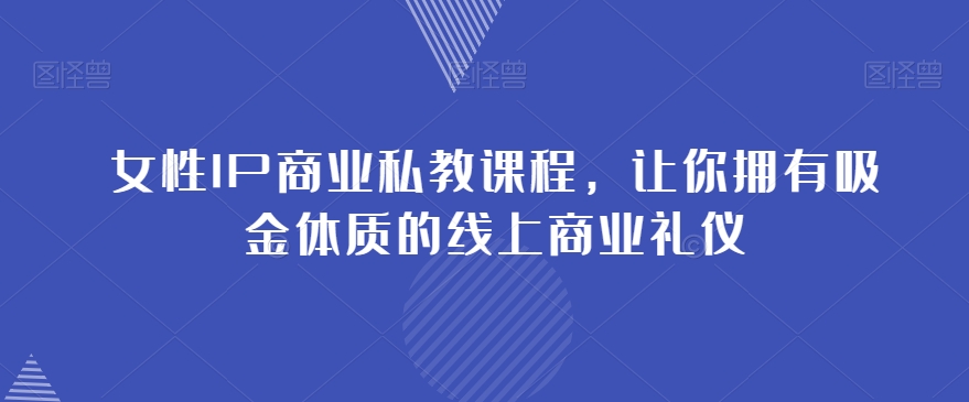 女性IP商业私教课程，让你拥有吸金体质的线上商业礼仪-辉硕副业