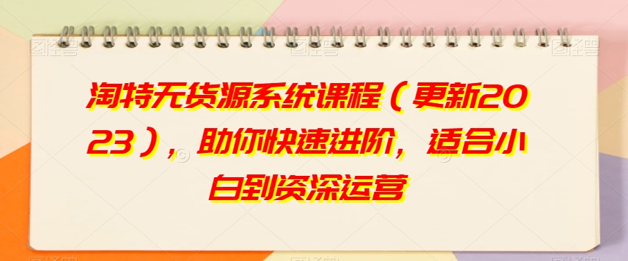 淘特无货源系统课程（更新2023），助你快速进阶，适合小白到资深运营-辉硕副业