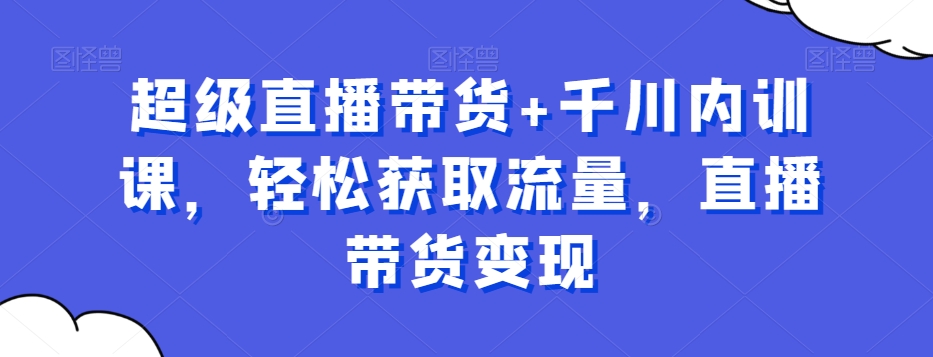 超级直播带货+千川内训课，轻松获取流量，直播带货变现-辉硕副业