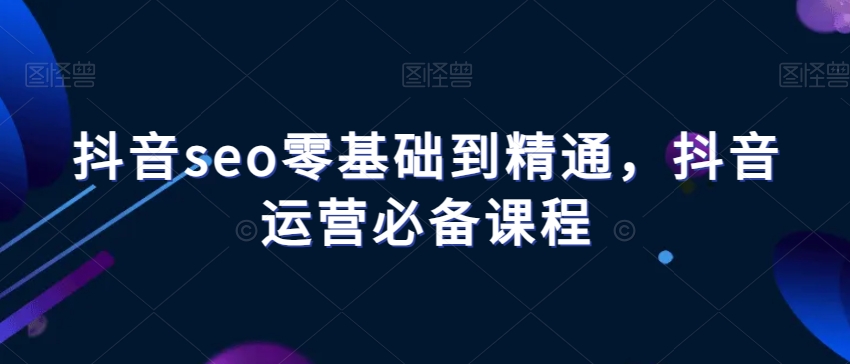 抖音seo零基础到精通，抖音运营必备课程-辉硕副业