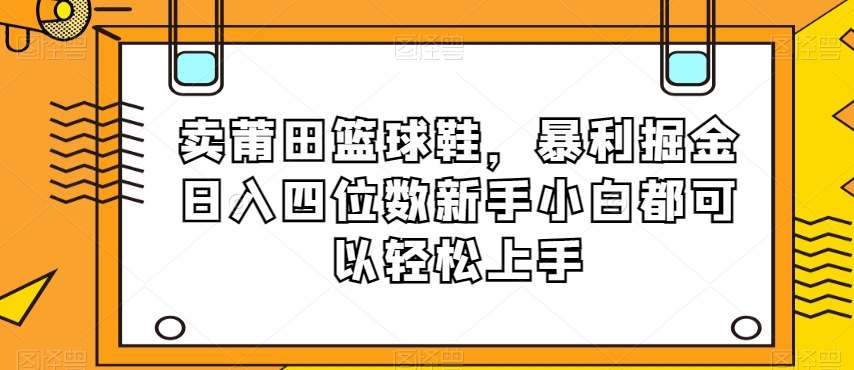 卖莆田篮球鞋，暴利掘金日入四位数新手小白都可以轻松上手【揭秘】-辉硕副业