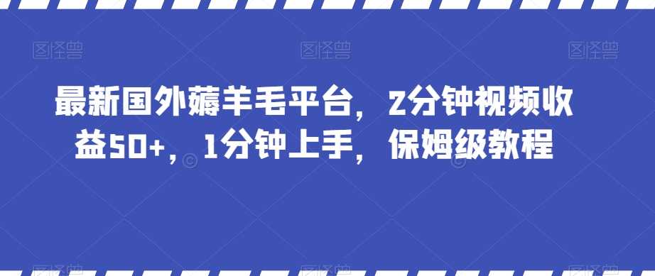 最新国外薅羊毛平台，2分钟视频收益50+，1分钟上手，保姆级教程【揭秘】-辉硕副业