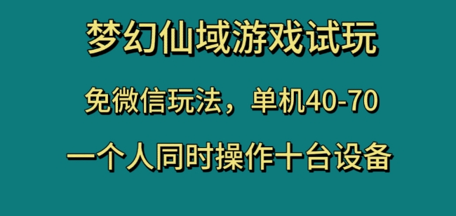 梦幻仙域游戏试玩，免微信玩法，单机40-70，一个人同时操作十台设备【揭秘】-辉硕副业