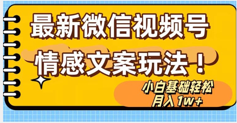 微信视频号情感文案最新玩法，小白轻松月入1万+无脑搬运【揭秘】-辉硕副业