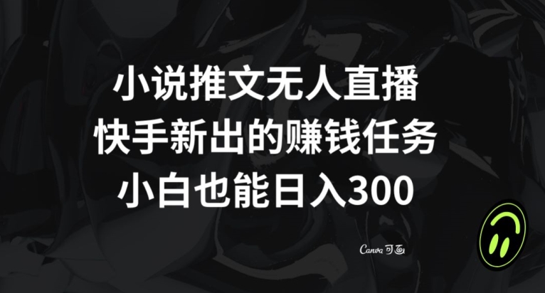 小说推文无人直播，快手新出的赚钱任务，小白也能日入300+【揭秘】-辉硕副业