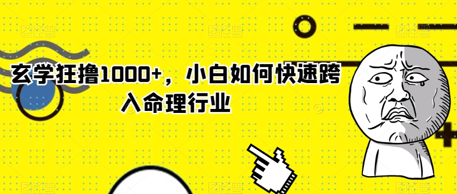 玄学狂撸1000+，小白如何快速跨入命理行业【揭秘】-辉硕副业