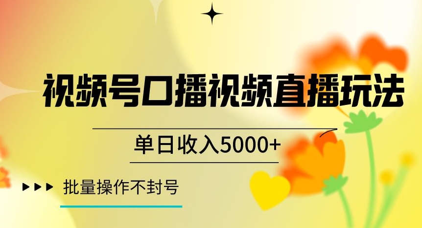 视频号囗播视频直播玩法，单日收入5000+，批量操作不封号【揭秘】-辉硕副业
