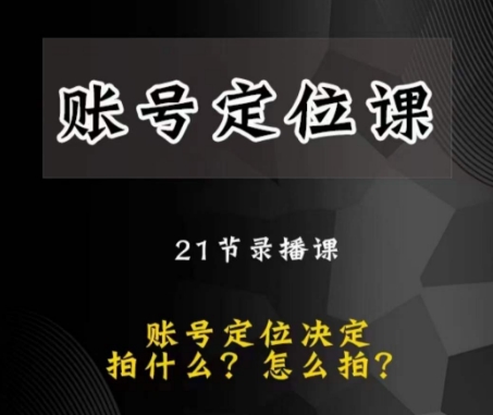 黑马短视频账号定位课，账号精准定位，带给您最前沿的定位思路-辉硕副业