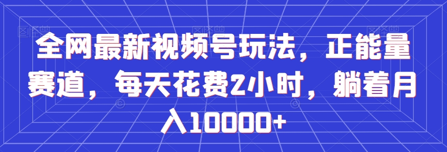 全网最新视频号玩法，正能量赛道，每天花费2小时，躺着月入10000+【揭秘】-辉硕副业