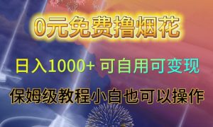 0元免费撸烟花日入1000+可自用可变现保姆级教程小白也可以操作【仅揭秘】-辉硕副业