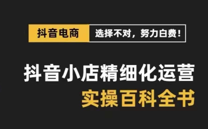 抖音小店精细化运营百科全书，保姆级运营实操讲解-辉硕副业