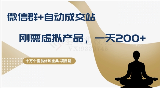 十万个富翁修炼宝典之8.微信群+自动成交站，刚需虚拟产品，一天200+-辉硕副业
