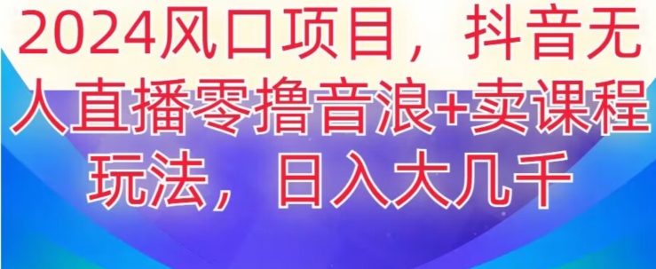 2024风口项目，抖音无人主播撸音浪+卖课程玩法，日入大几千【揭秘】-辉硕副业