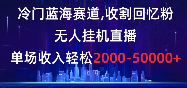 冷门蓝海赛道，收割回忆粉，无人挂机直播，单场收入轻松2000-5w+【揭秘】-辉硕副业