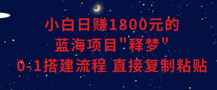 小白能日赚1800元的蓝海项目”释梦”0-1搭建流程可直接复制粘贴长期做【揭秘】-辉硕副业