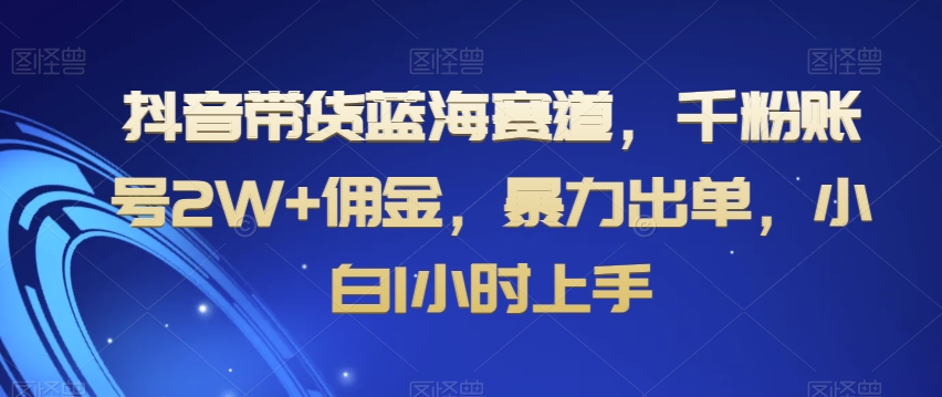 抖音带货蓝海赛道，千粉账号2W+佣金，暴力出单，小白1小时上手【揭秘】-杨大侠副业网