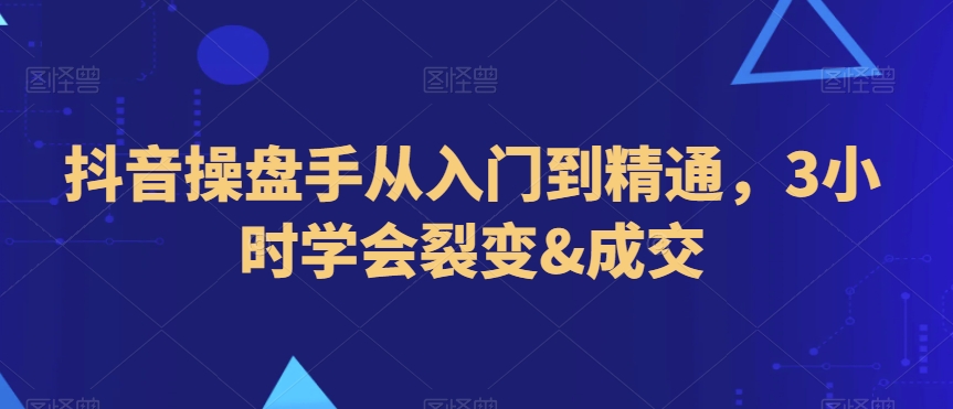 抖音操盘手从入门到精通，3小时学会裂变&成交-辉硕副业