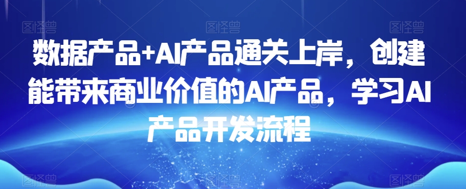 数据产品+AI产品通关上岸，创建能带来商业价值的AI产品，学习AI产品开发流程-辉硕副业