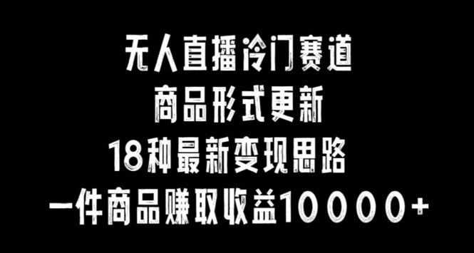 无人直播冷门赛道，商品形式更新，18种变现思路，一件商品赚取收益10000+【揭秘】-辉硕副业