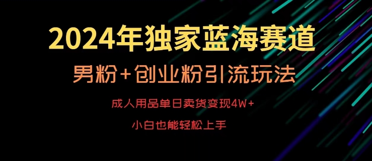 2024年独家蓝海赛道，成人用品单日卖货变现4W+，男粉+创业粉引流玩法，不愁搞不到流量【揭秘】-杨大侠副业网