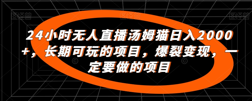 24小时无人直播汤姆猫日入2000+，长期可玩的项目，爆裂变现，一定要做的项目【揭秘】-辉硕副业