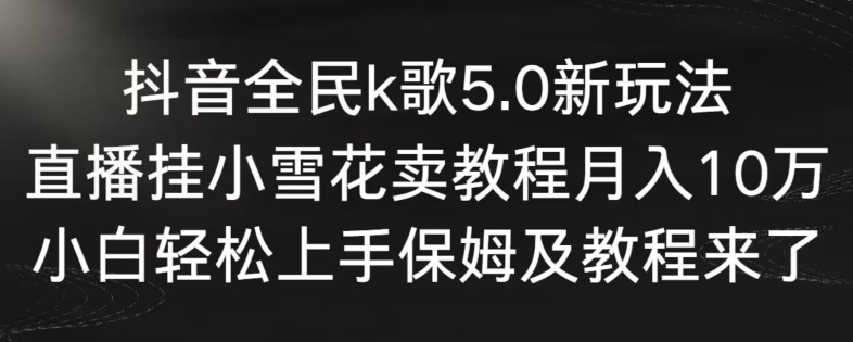 抖音全民k歌5.0新玩法，直播挂小雪花卖教程月入10万，小白轻松上手，保姆及教程来了【揭秘】-杨大侠副业网