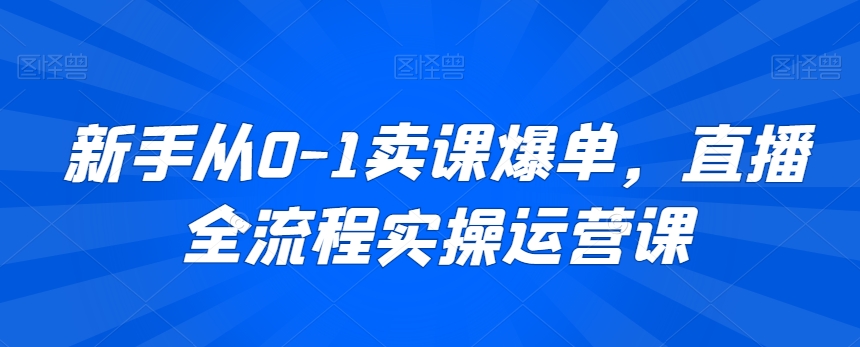 新手从0-1卖课爆单，直播全流程实操运营课-辉硕副业