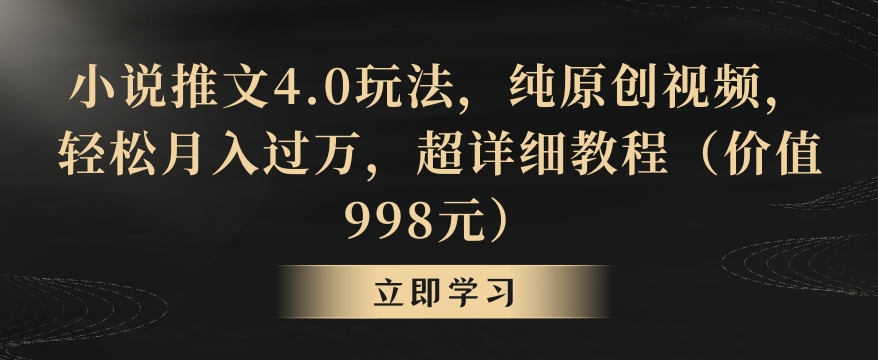 小说推文4.0玩法，纯原创视频，轻松月入过万，超详细教程（价值998元）【揭秘】-杨大侠副业网