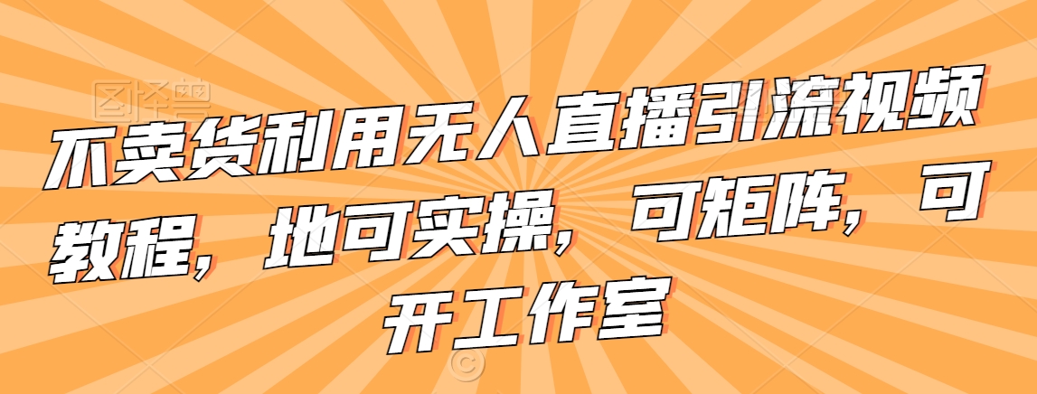 不卖货利用无人直播引流视频教程，地可实操，可矩阵，可开工作室【揭秘】-辉硕副业