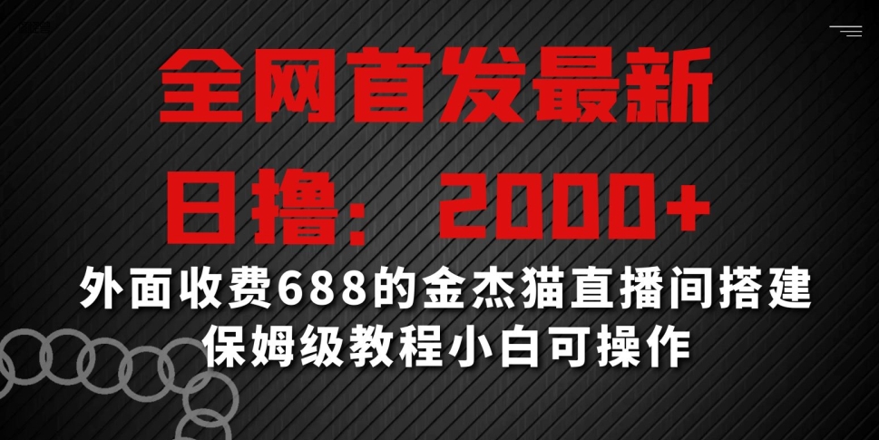 全网首发最新，日撸2000+，外面收费688的金杰猫直播间搭建，保姆级教程小白可操作【揭秘】-辉硕副业