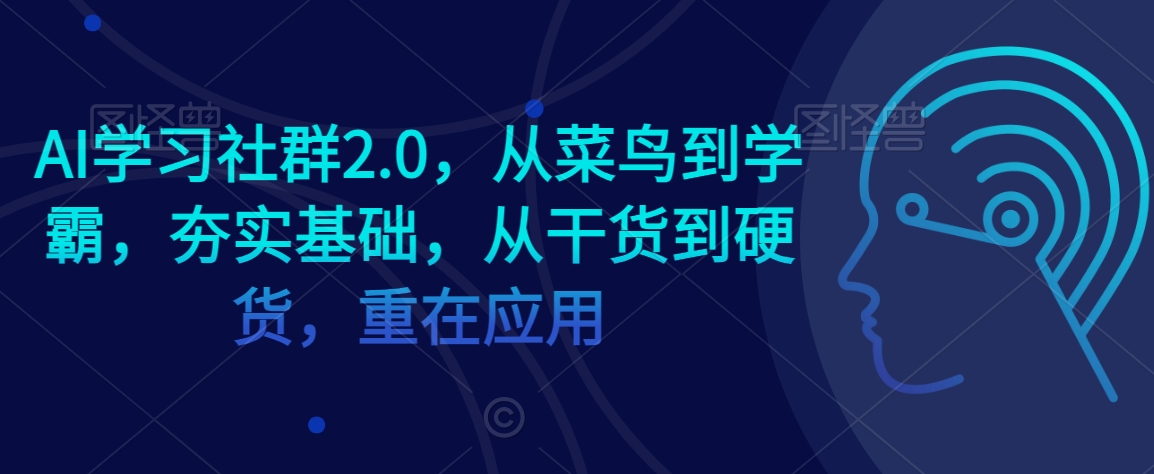 AI学习社群2.0，从菜鸟到学霸，夯实基础，从干货到硬货，重在应用-辉硕副业