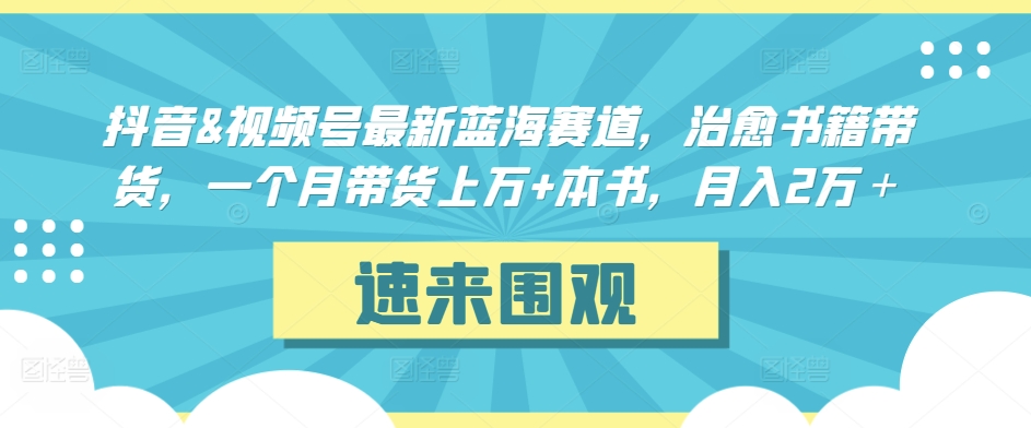 抖音&视频号最新蓝海赛道，治愈书籍带货，一个月带货上万+本书，月入2万＋【揭秘】-杨大侠副业网