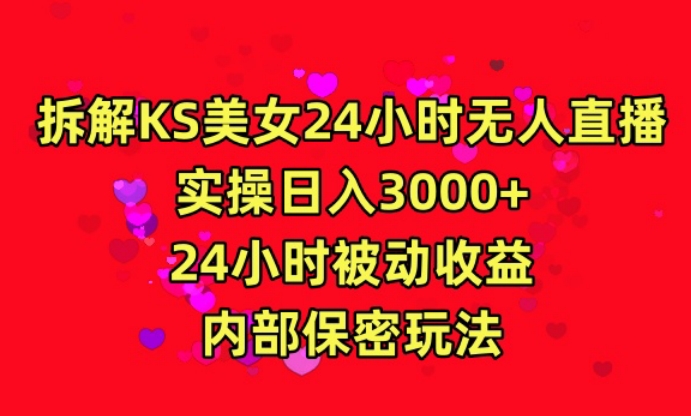 利用快手24小时无人美女直播，实操日入3000，24小时被动收益，内部保密玩法【揭秘】-杨大侠副业网