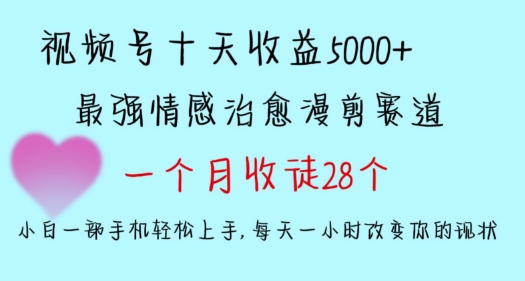 十天收益5000+，多平台捞金，视频号情感治愈漫剪，一个月收徒28个，小白一部手机轻松上手【揭秘】-辉硕副业
