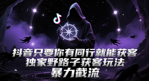 抖音只要你有同行就能获客，独家野路子获客玩法，暴力截流【揭秘】-辉硕副业