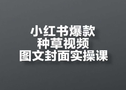 小红书爆款种草视频图文封面实操课，​开店、选品、引流、变现全流程-辉硕副业