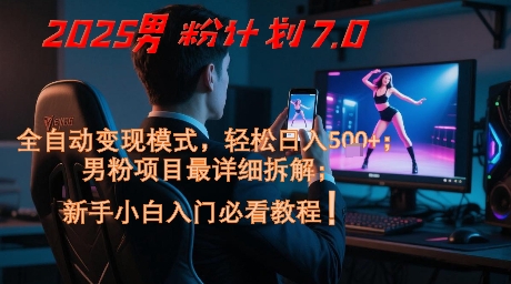 2025男粉计划7.0，全自动变现模式，轻松日入5张+，新手小白必看课程-辉硕副业