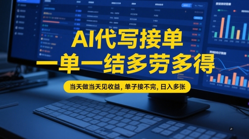 AI代写接单，一单一结多劳多得，当天做当天见收益，单子接不完，日入多张【全网最全实操课程】-辉硕副业