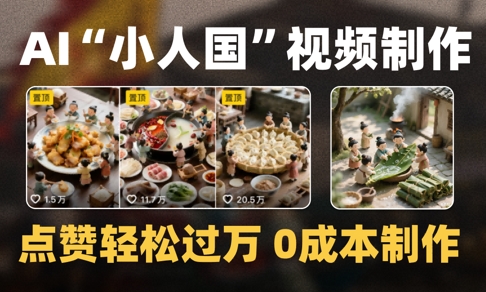 爆款1000W+播放微缩景观迷你小人国AI视频0成本制作全流程教学-辉硕副业