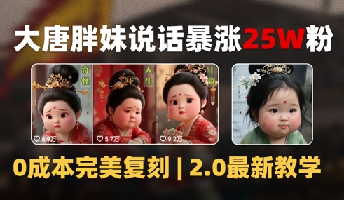 AI大唐胖贵妃说话2.0，40条视频暴涨40w粉，附独家变现攻略-辉硕副业