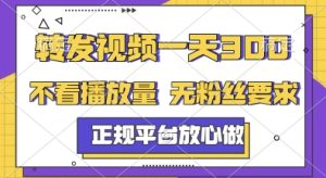 转发视频一天3张+，正规平台放心做，不看播放量，无粉丝要求，随时随地挣收益【揭秘】-辉硕副业