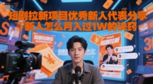 短剧拉新项目优秀新人代表分享新人怎么月入过1W的诀窍-辉硕副业
